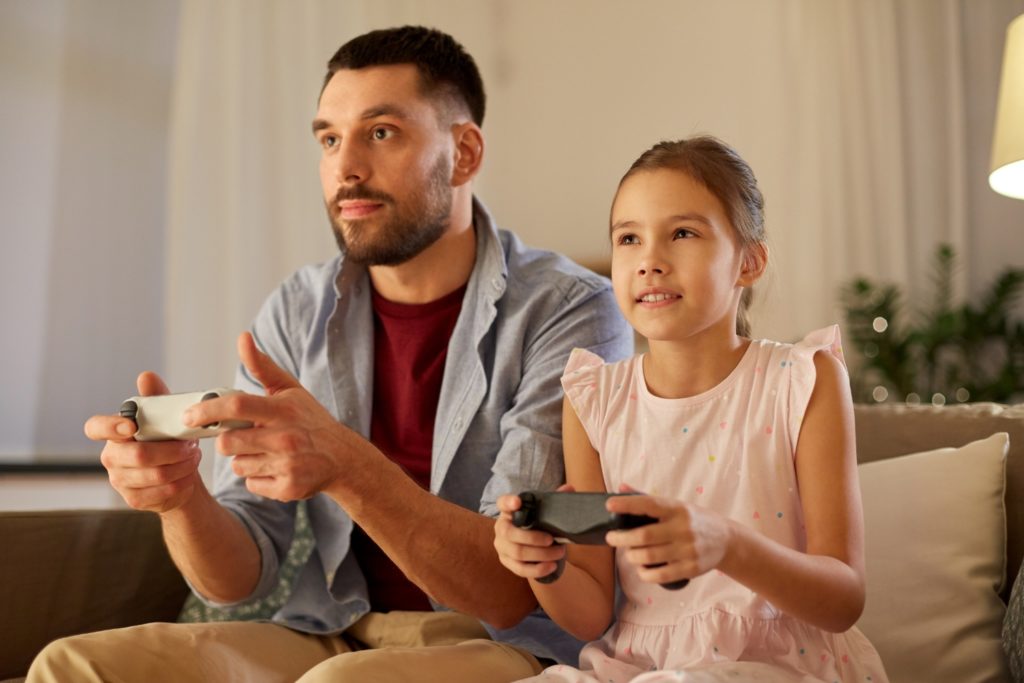 Father & daughter gaming.